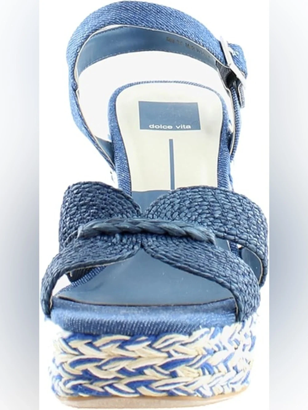 DOLCE VITA women's tiago platform raffia sandals in blue Size 7